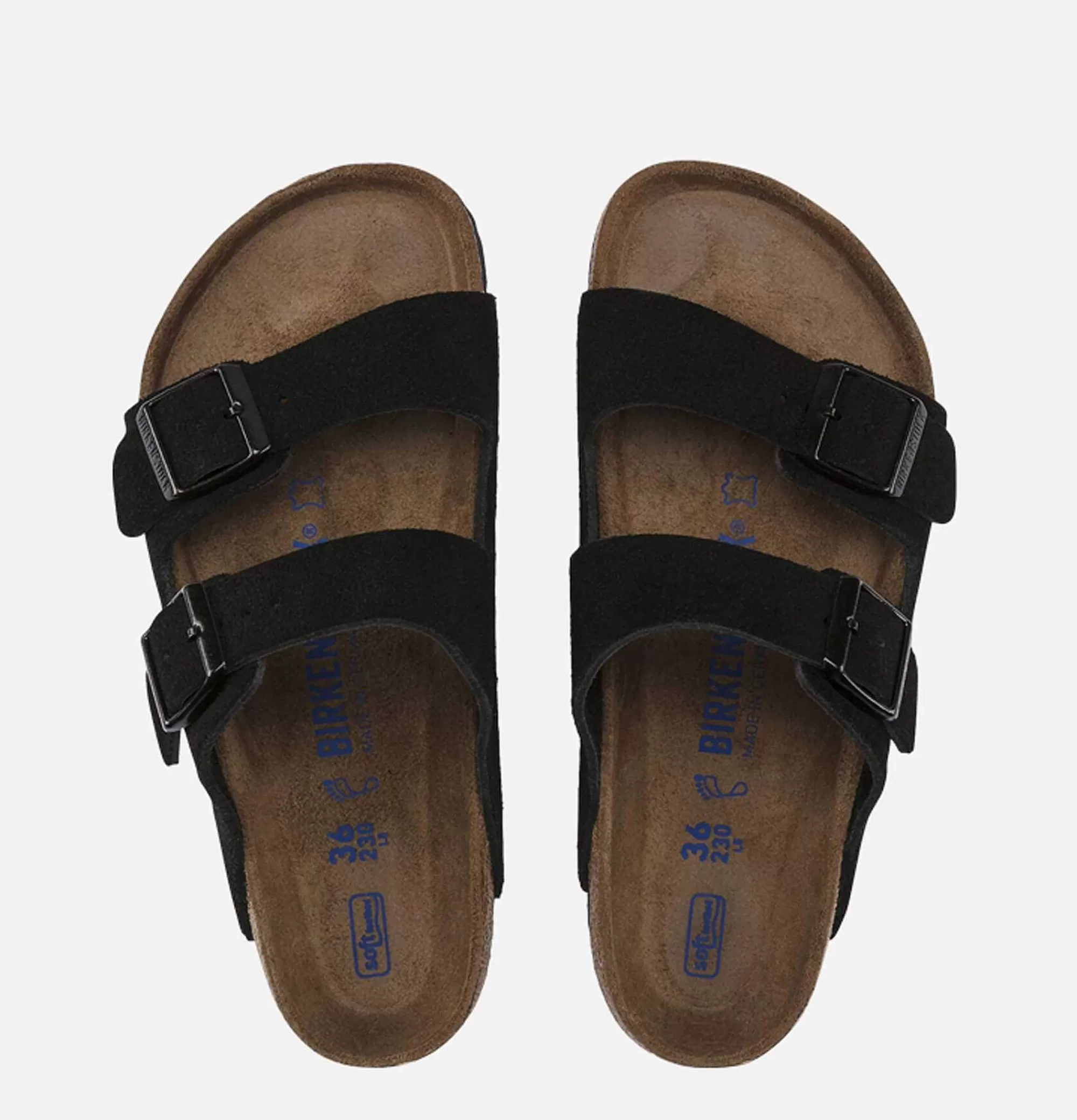 Sandalias Arizona Birkenstock - Ante Negro con Base Acolchada para Mujer