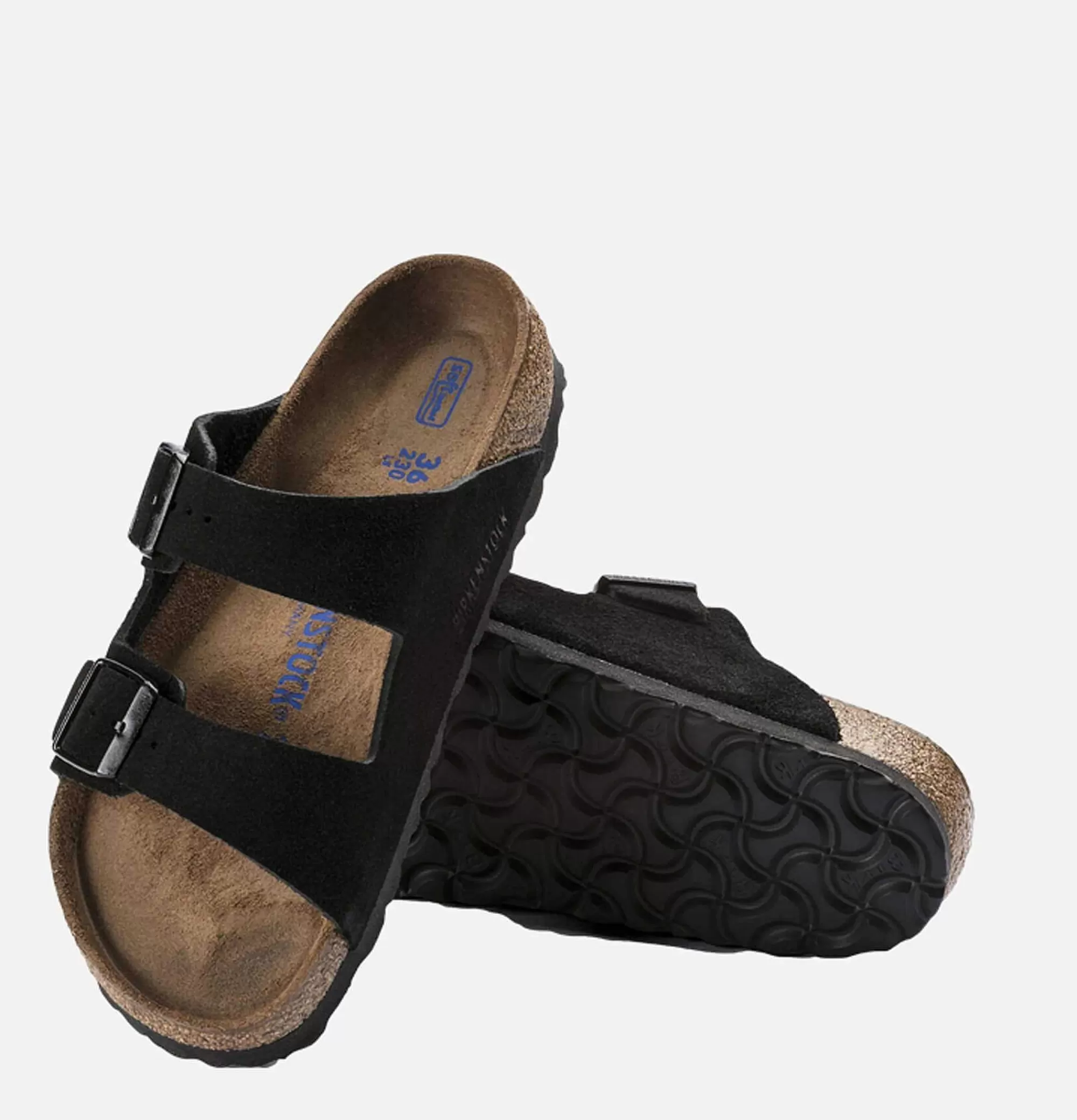 Sandalias Arizona Birkenstock - Ante Negro con Base Acolchada para Mujer