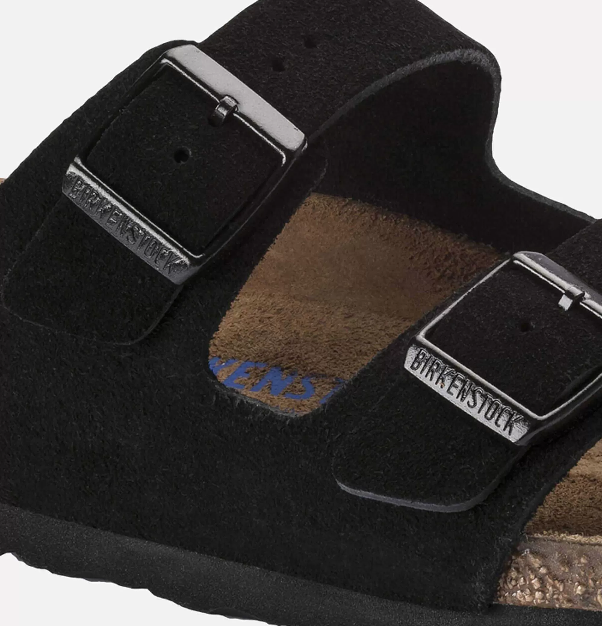 Sandalias Arizona Birkenstock - Ante Negro con Base Acolchada para Mujer