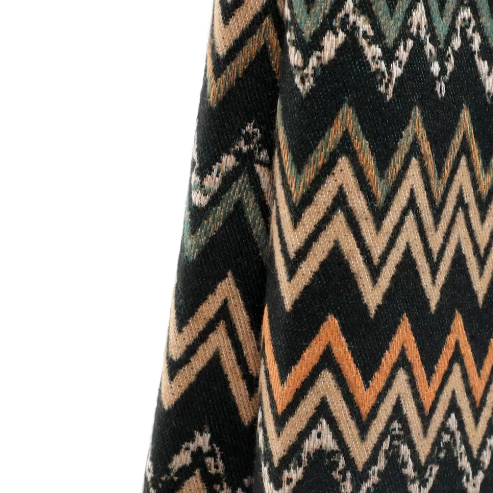 Bufanda Mujer Folli Follie - Viscosa Ligera con Estampado Chevron en Camello y Negro, Accesorio Versátil para Estilizar Tus Looks