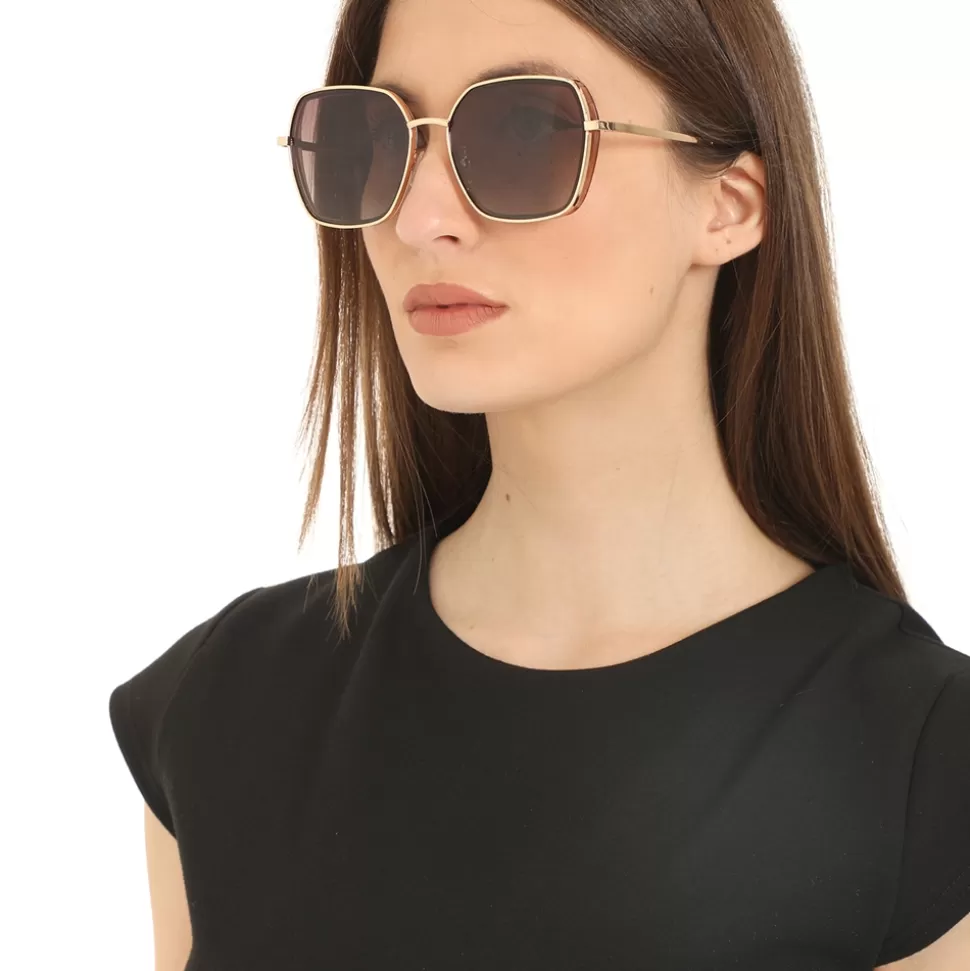 Gafas Folli Follie Exclusivas para Mujer | Diseño Cuadrado con Marco Dorado Metálico y Estilo Elegante