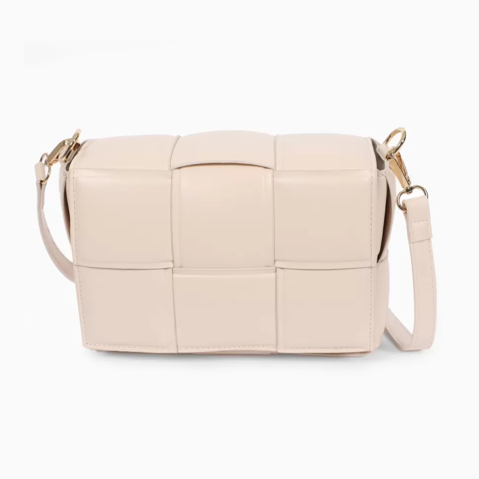 Folli Follie Bandolera Mujer - Diseño Cuadrado en Beige con Detalles Trenzados