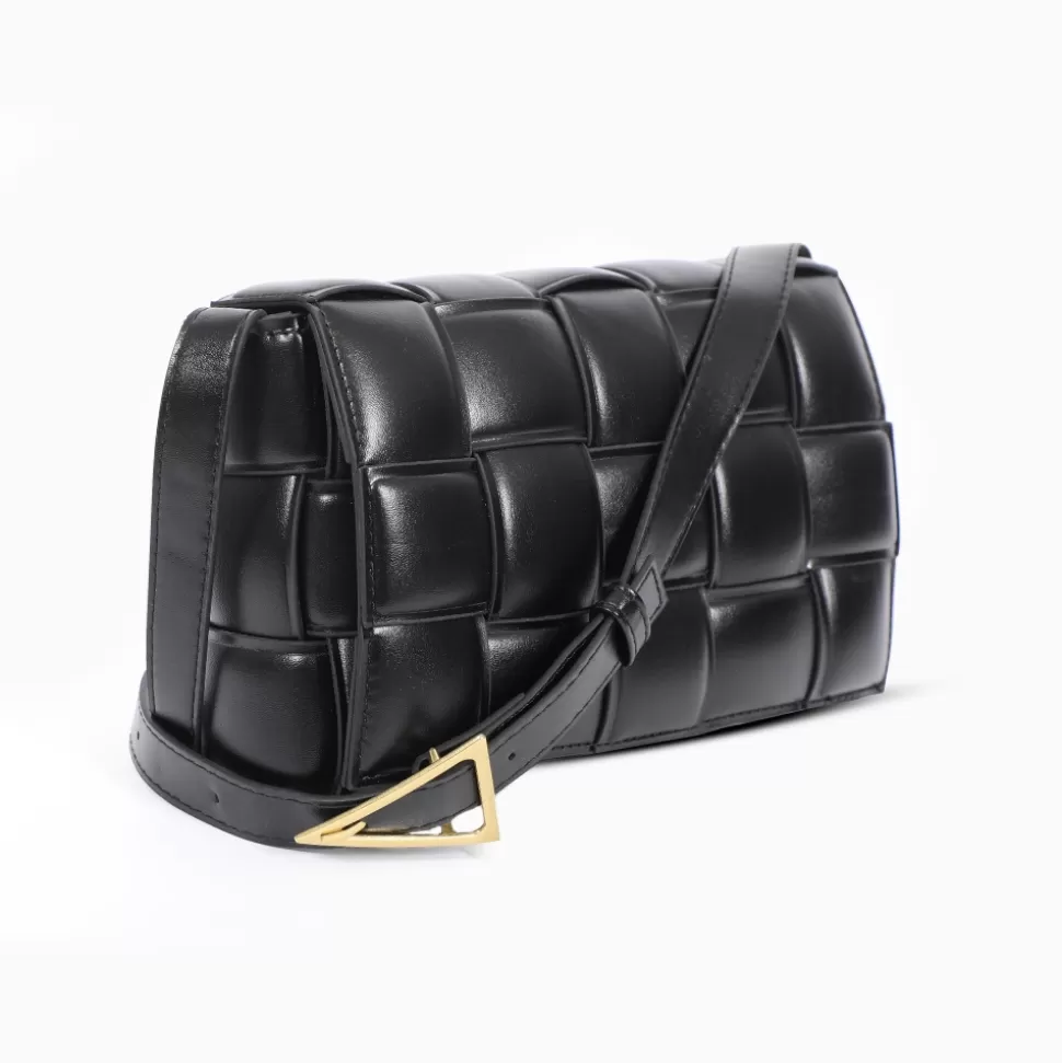 Bolso Bandolera Folli Follie Negro - Diseño Cuadrado con Detalles Trenzados para Estilo Urbano