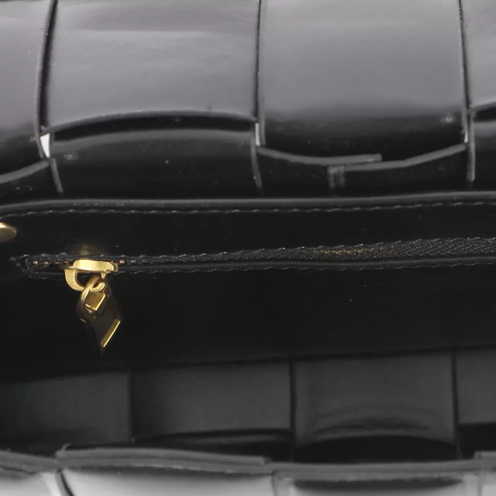 Bolso Bandolera Folli Follie Negro - Diseño Cuadrado con Detalles Trenzados para Estilo Urbano