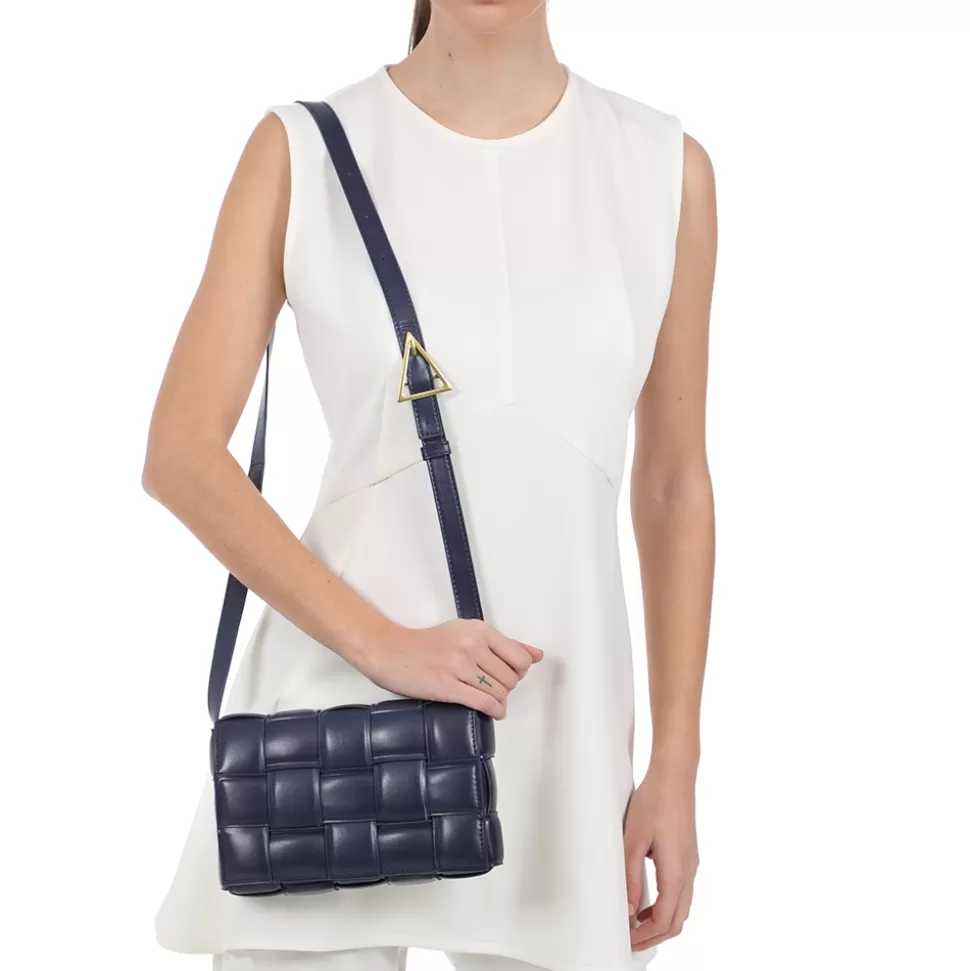 Bolso Folli Follie Mujer - Bandolera cuadrada azul con detalle trenzado, diseño moderno y versátil para el día a día. ¡Atrévete a destacar con este complemento de moda!