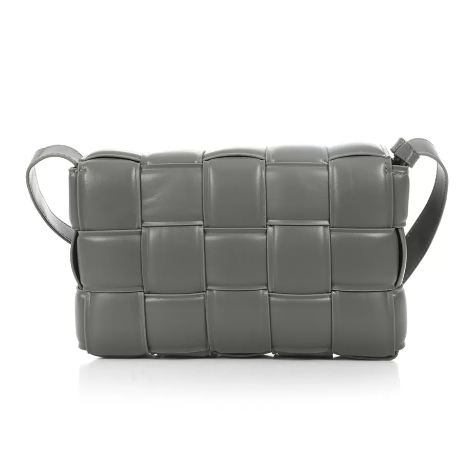 Bolso Folli Follie Mujer - Diseño Cuadrado con Trenzas en Gris Perla para Looks Diarios