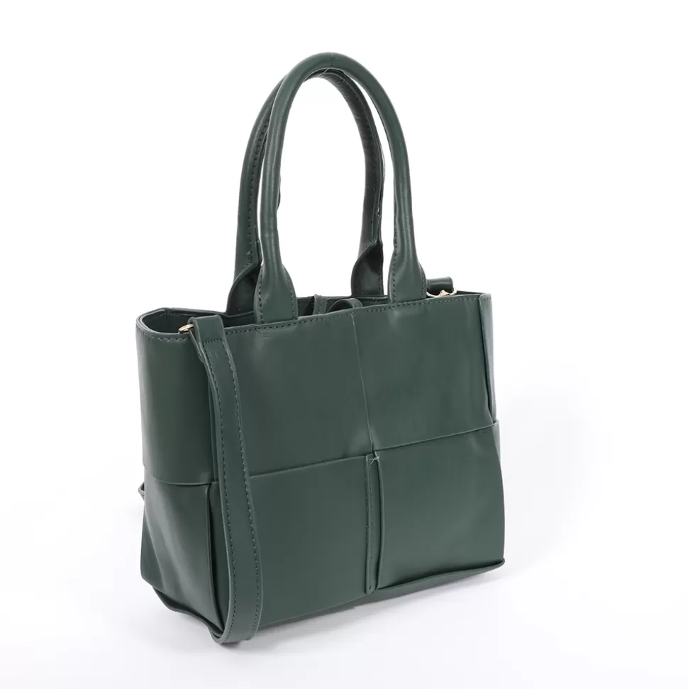 Bolso Folli Follie Mujer - Tote de Hombro en Verde Esmeralda con Trenzado Artesanal y Silueta Cuadrada