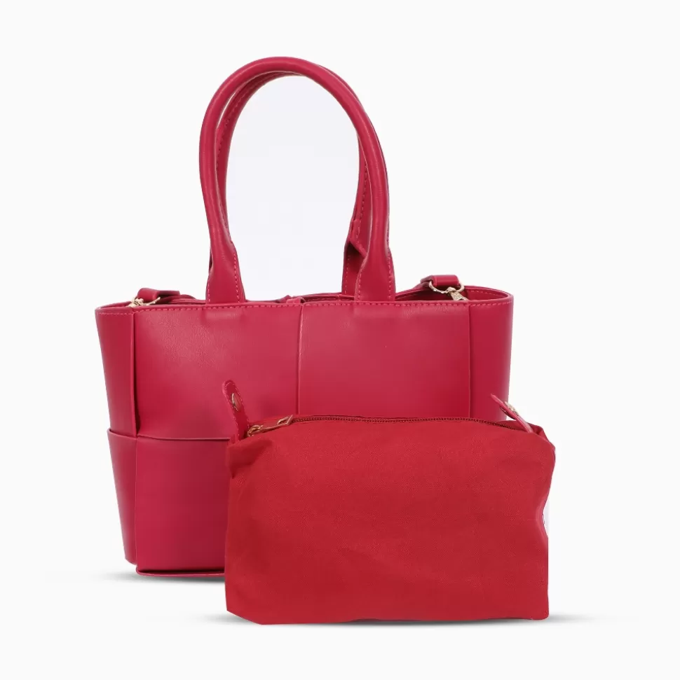 Bolso Bandolera Folli Follie - Diseño Cuadrado con Trenzas en Rojo para Mujer