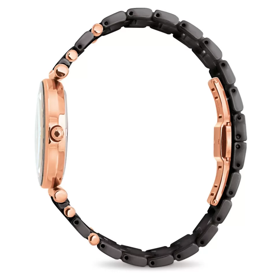 Reloj de Pulsera Folli Follie para Mujer - Cerámica Elegante con Motivo Estelar Floreado, Caja Compacta y Brazalete de Acero Brillante