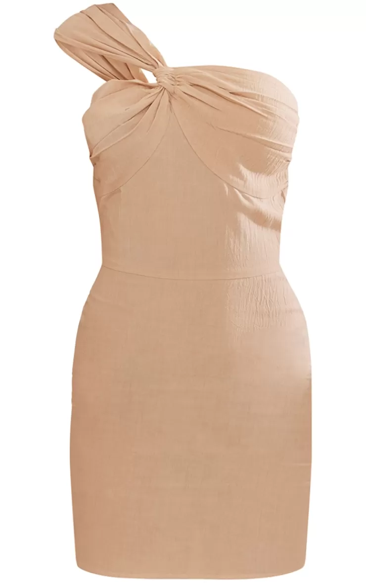 PrettyLittleThing  Linen Look One Shoulder Knot Detail Bodycon Dress< Honeymoon Outfits