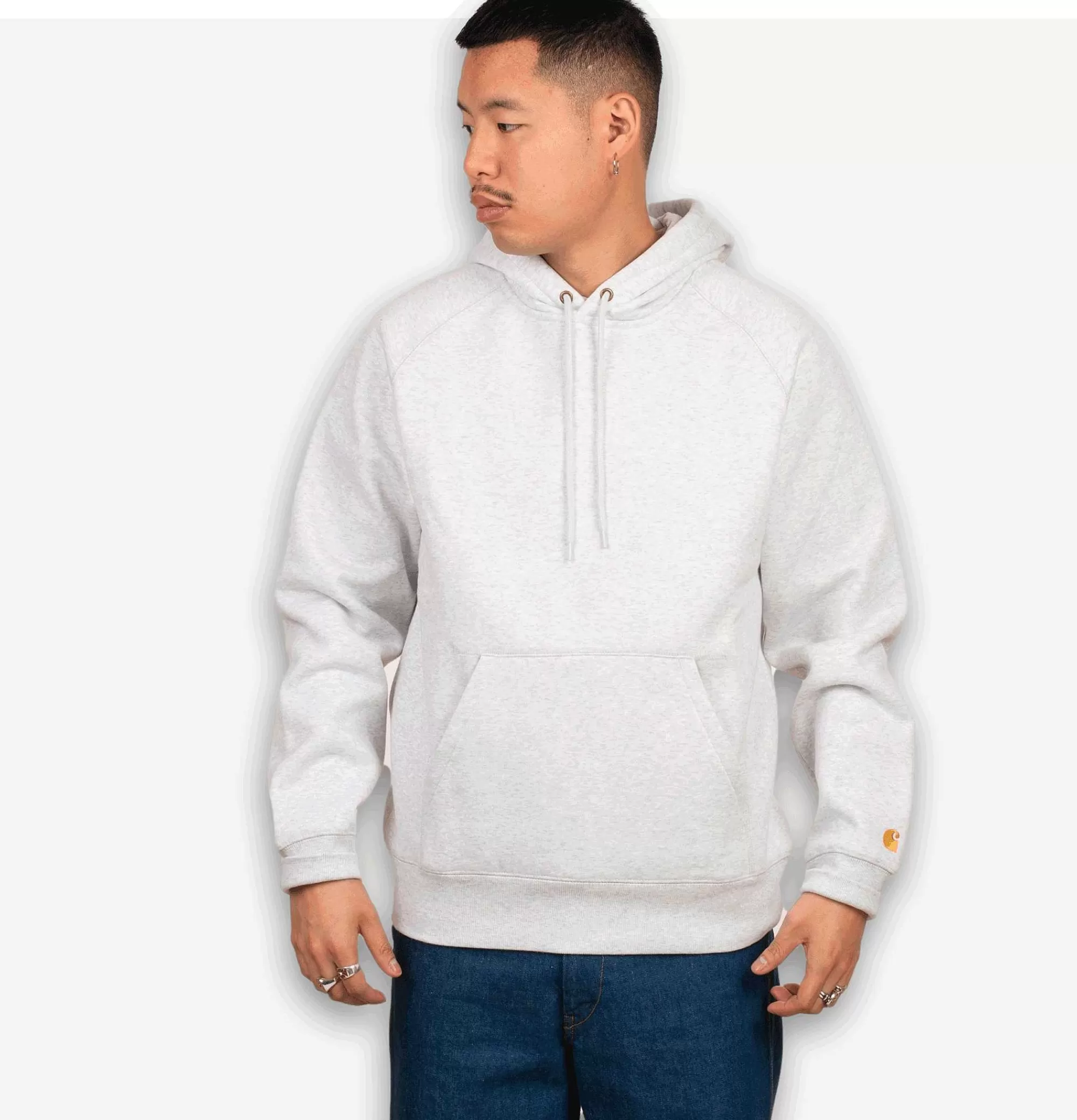Sudadera con capucha CARHARTT WIP Chase - Gris ceniza jaspeado para hombre | Colección de abrigos deportivos