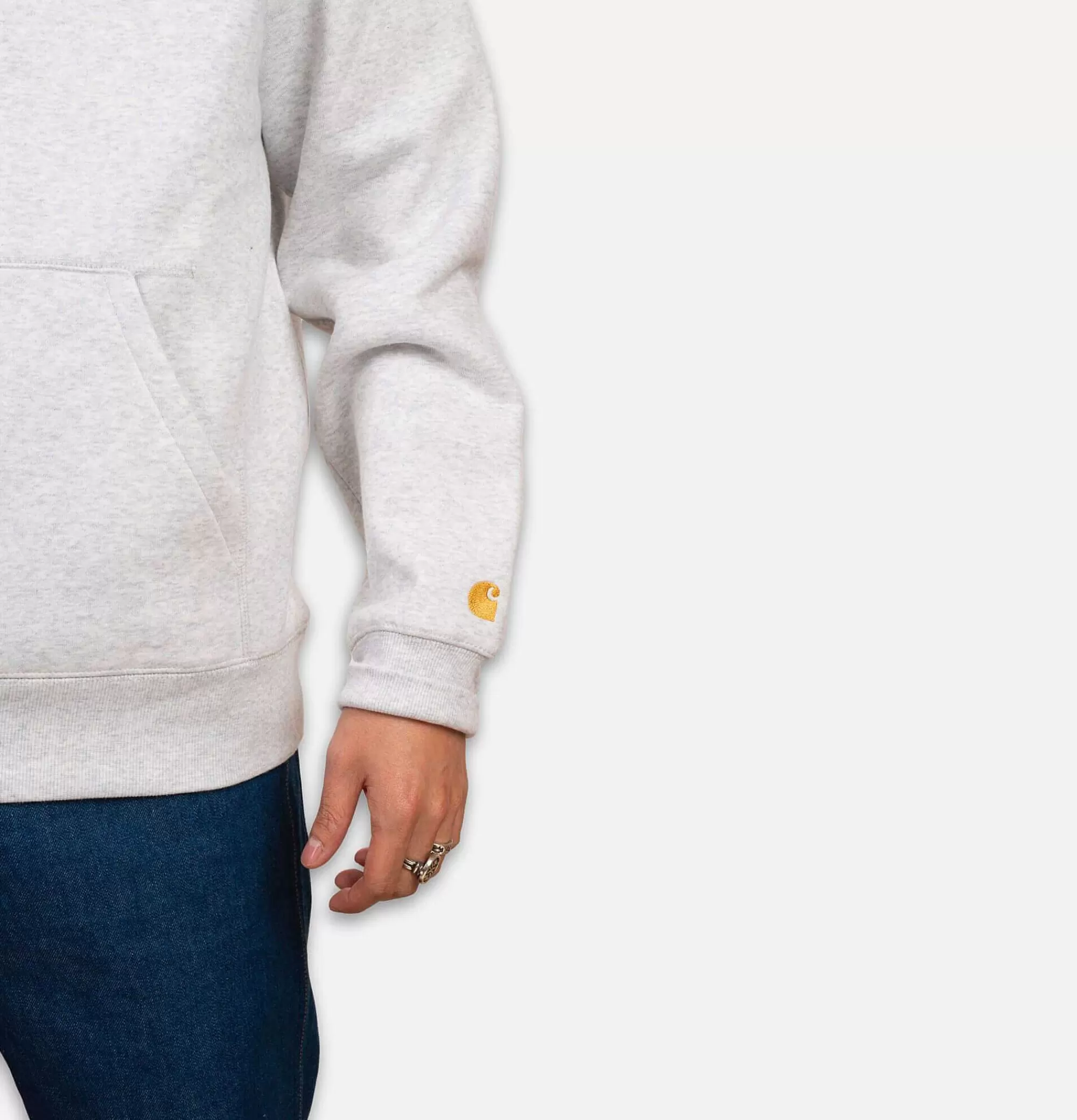 Sudadera con capucha CARHARTT WIP Chase - Gris ceniza jaspeado para hombre | Colección de abrigos deportivos