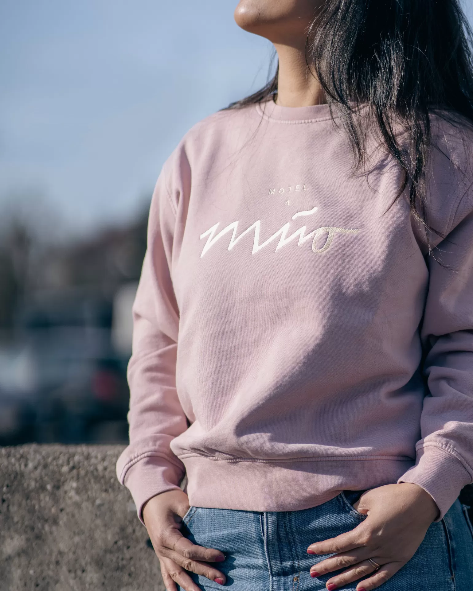 Sudadera con capucha Miio para mujer - Tono melocotón suave y estilo motel económico