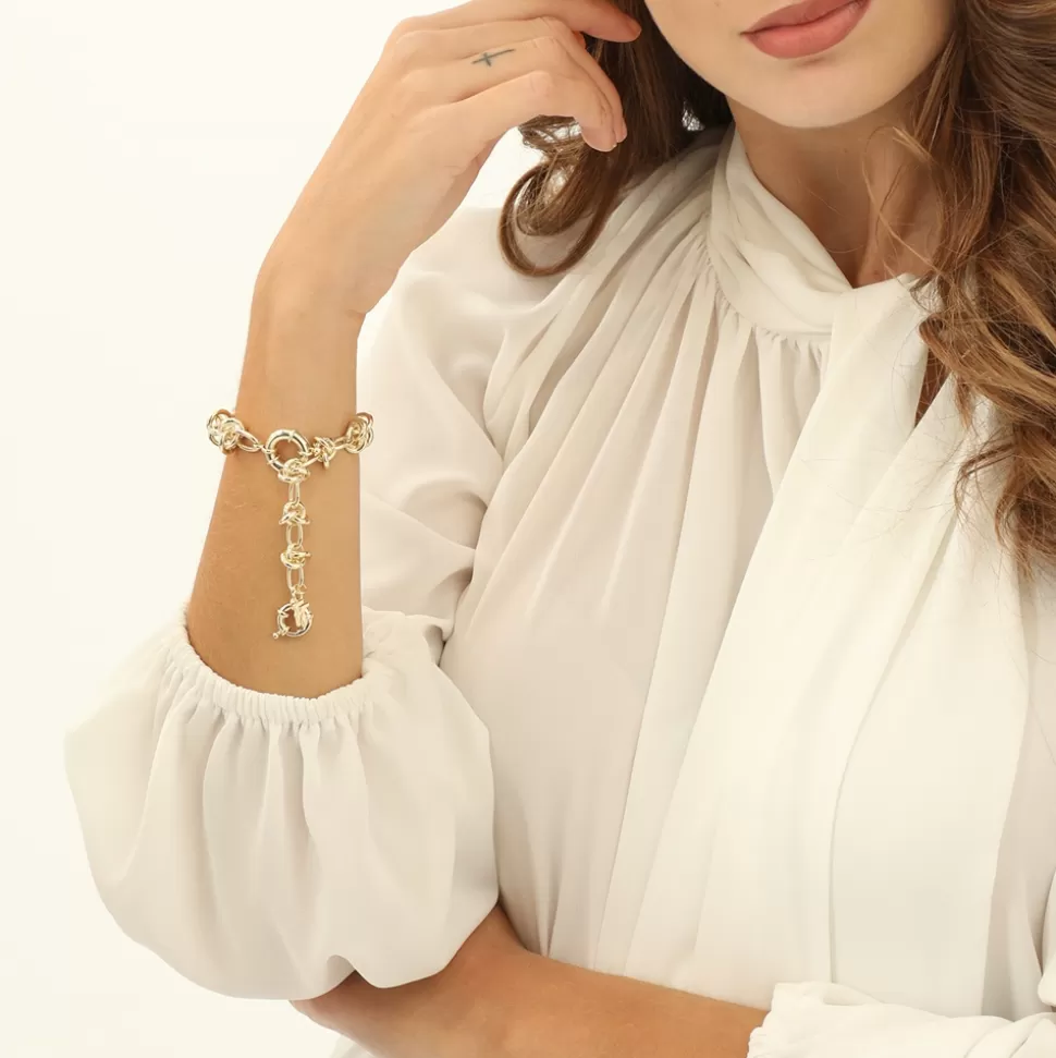 Pulsera Dorada con Nudos Detallados - Cadena Elegante para Mujer de Folli Follie