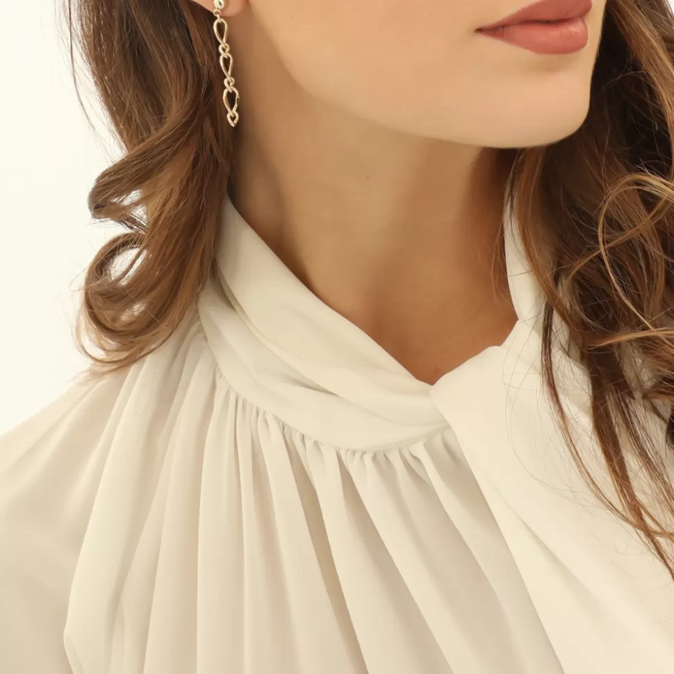 Aros Cadena Baño de Oro Folli Follie - Elegancia Adictiva para Mujer con Diseño en Eslabones Brillantes