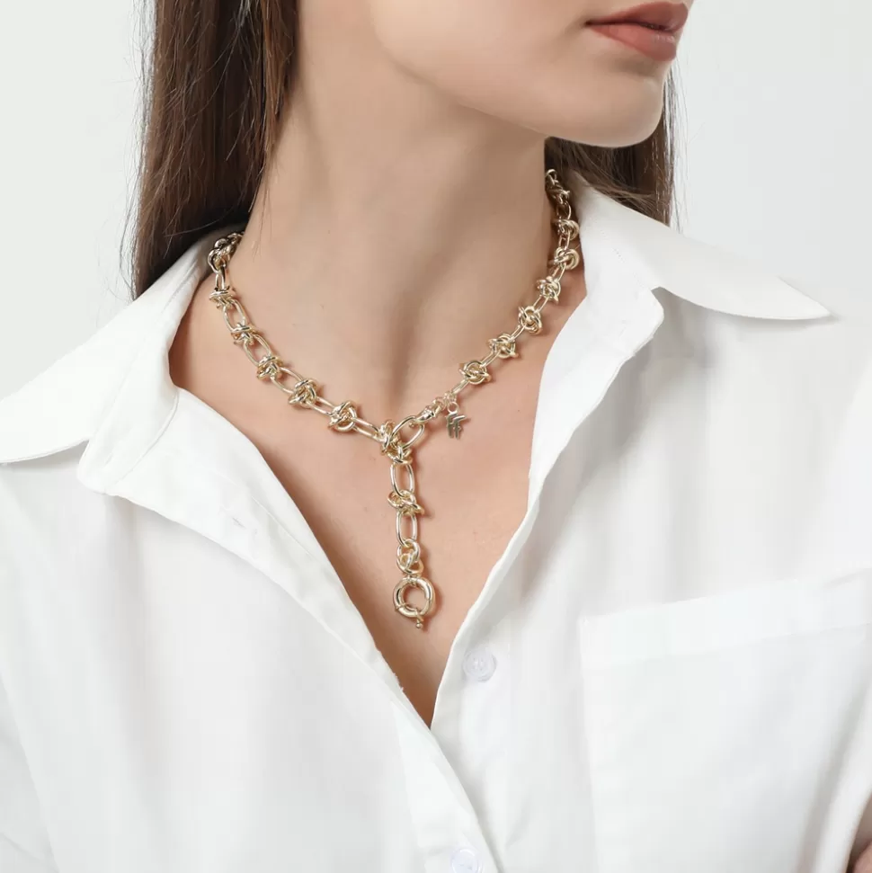 Cadena Dorada con Nudos Decorativos de Folli Follie - Acento Adictivo para Looks Femeninos