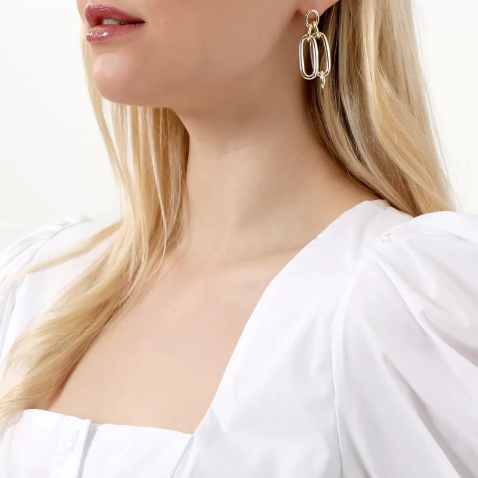 Aros Folli Follie en Plata Dorada con Eslabones Ovalados - Adictivamente Elegantes para Mujer