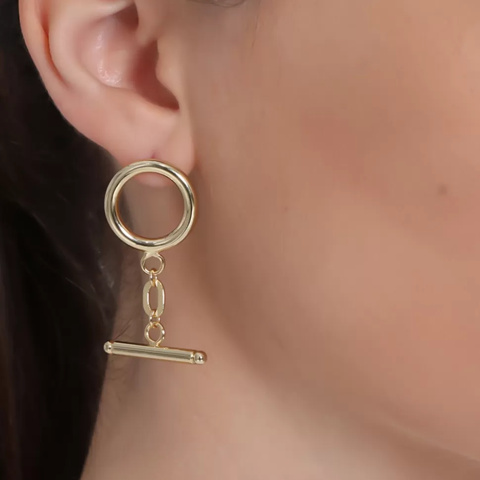 Pendientes Folli Follie para mujer: Adicción a la cadena en oro con detalles minimalistas