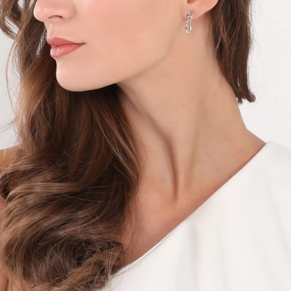 Aretes The Chain: Adicción Elegante en Plata con Toques Dorados | Folli Follie para Mujer