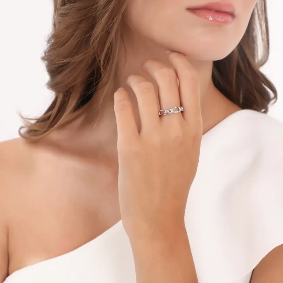 Anillo Plateado Chain Addiction de Folli Follie - Diseño Adictivo para Mujer