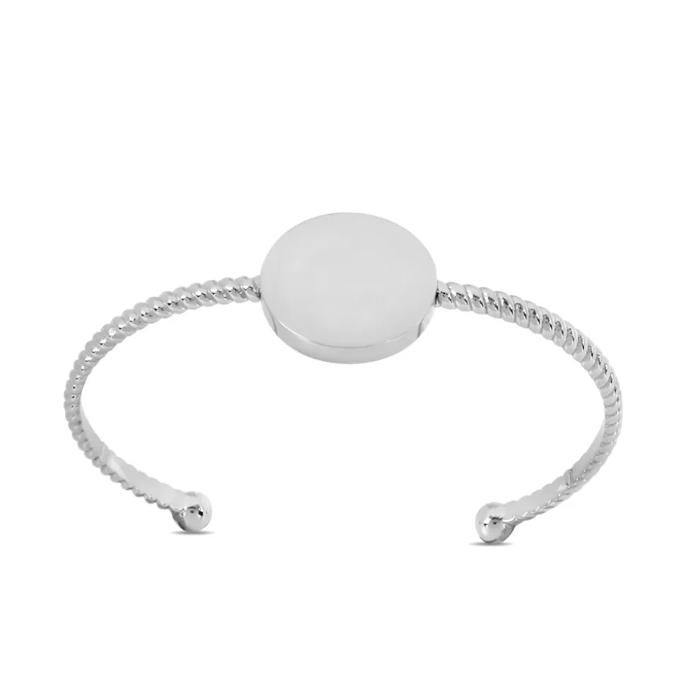 Pulsera Folli Follie Mujer - Brazalete Minimalista con Motivo Discoidal y Toques Brillantes