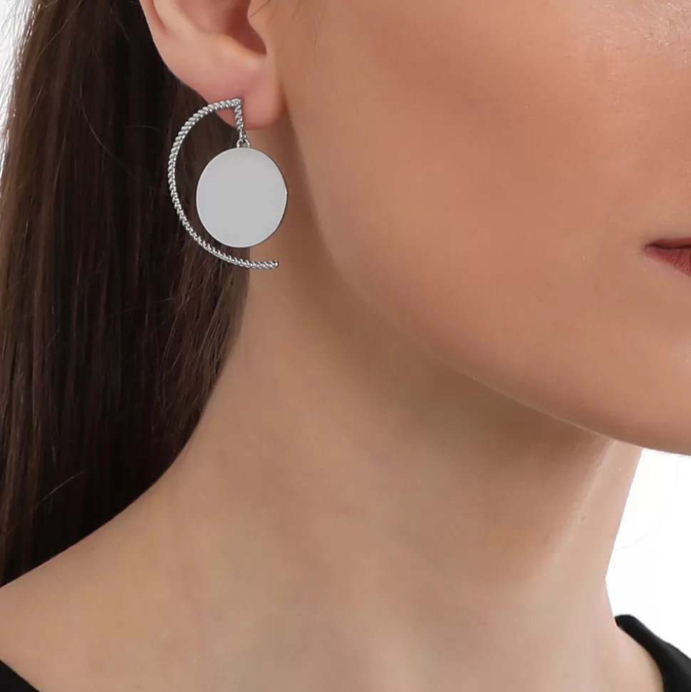 Pendientes Folli Follie para Mujer: Reflejo Elegante con Detalle de Disco - Minimalismo y Estilo