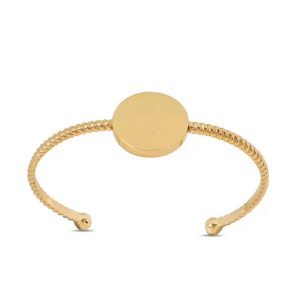 Pulsera Folli Follie para Mujer - Brazalete Minimalista Bañado en Oro con Detalle de Medallón Brillante