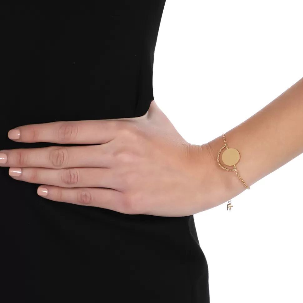 Pulsera Dorada con Detalle Brillante y Medallón Elegante - Diseño Clásico de Folli Follie para Mujer
