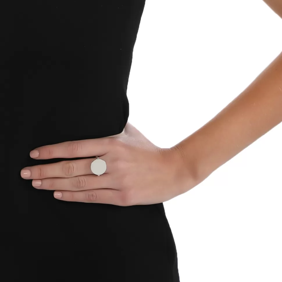 Anillo Folli Follie para mujer - Minimalismo brillante con disco reflectante en plata