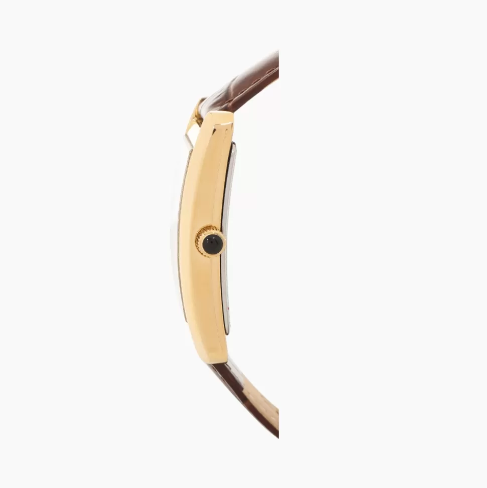 Reloj Folli Follie Think Tank para Mujer - Correa de Cuero Marrón con Detalles Dorados y Diseño Elegante