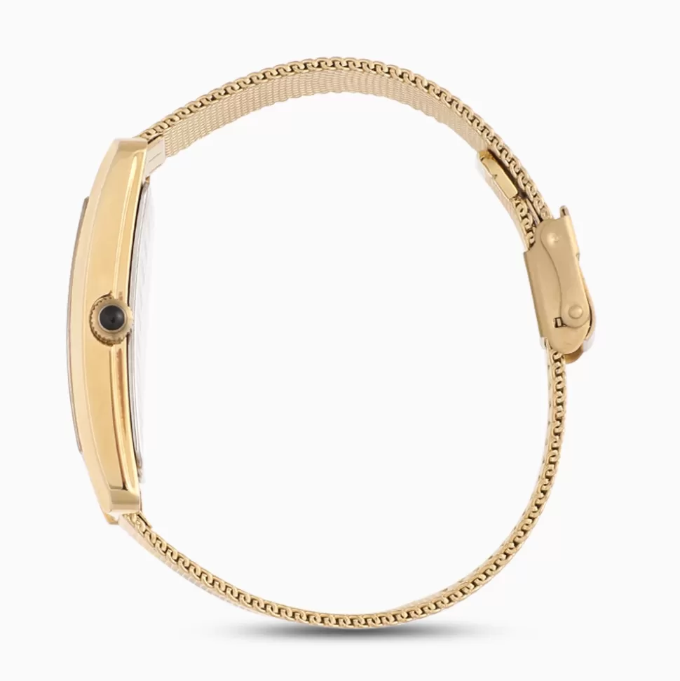 Reloj Bañado en Oro Folli Follie - Pulsera de Malla Elegante y Diseño Moderno para Mujer