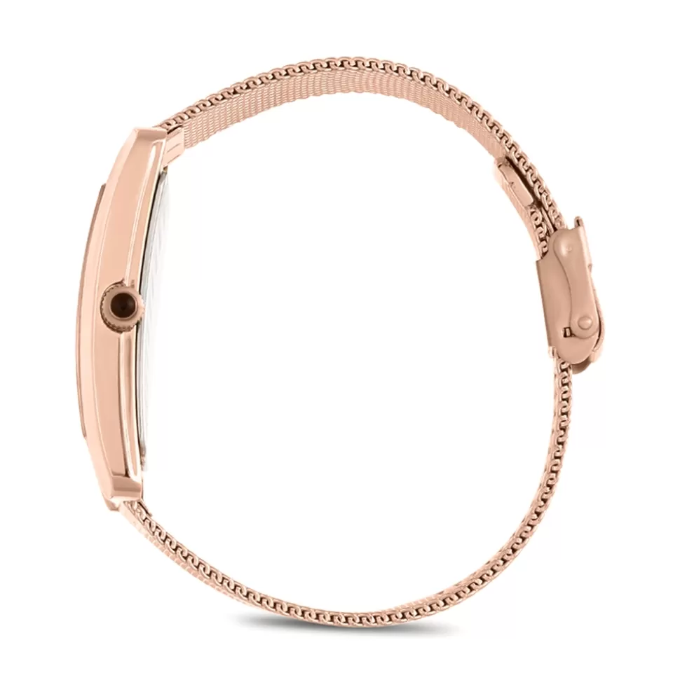 Reloj Folli Follie Think Tank para Mujer con Pulsera de Malla Ajustable - Cuarzo Bañado en Oro Rosa y Estilo Versátil Diario