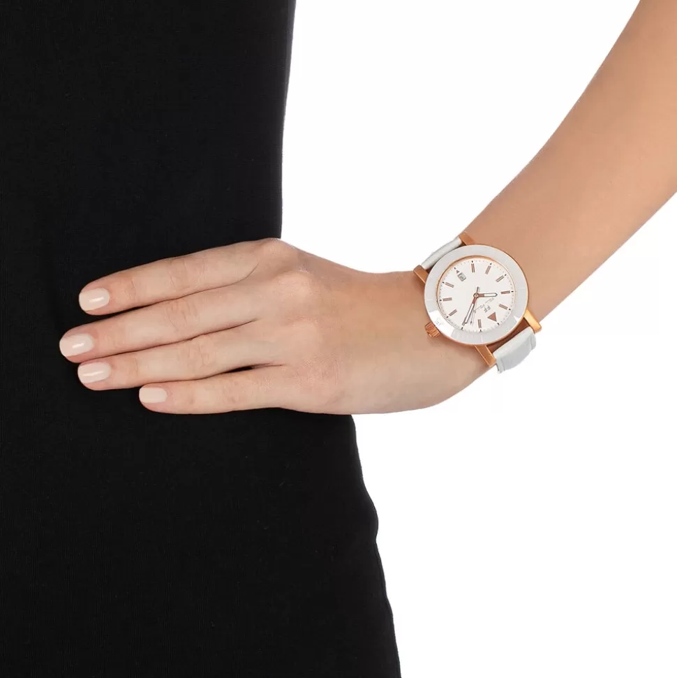 Reloj Femenino Folli Follie - Correa de Cuero Artesanal con Esfera Panorámica y Detalles Temporales Elegantes - Diseño Exclusivo para Mujer