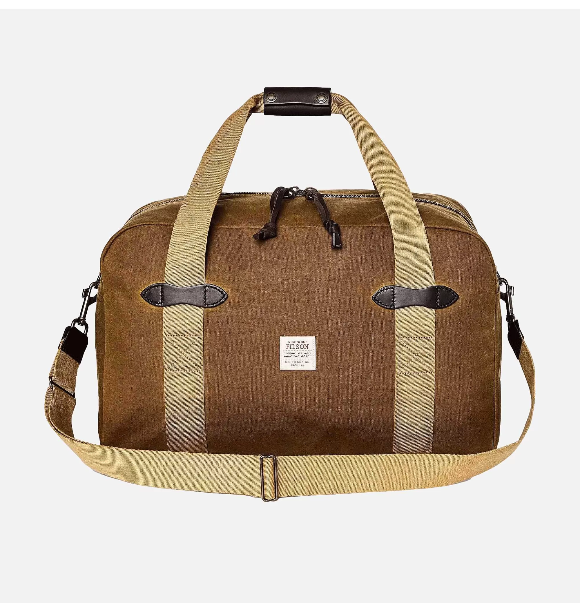 Bolso de viaje mediano FILSON en lona reforzada color arena oscuro - Diseño robusto para expediciones duraderas