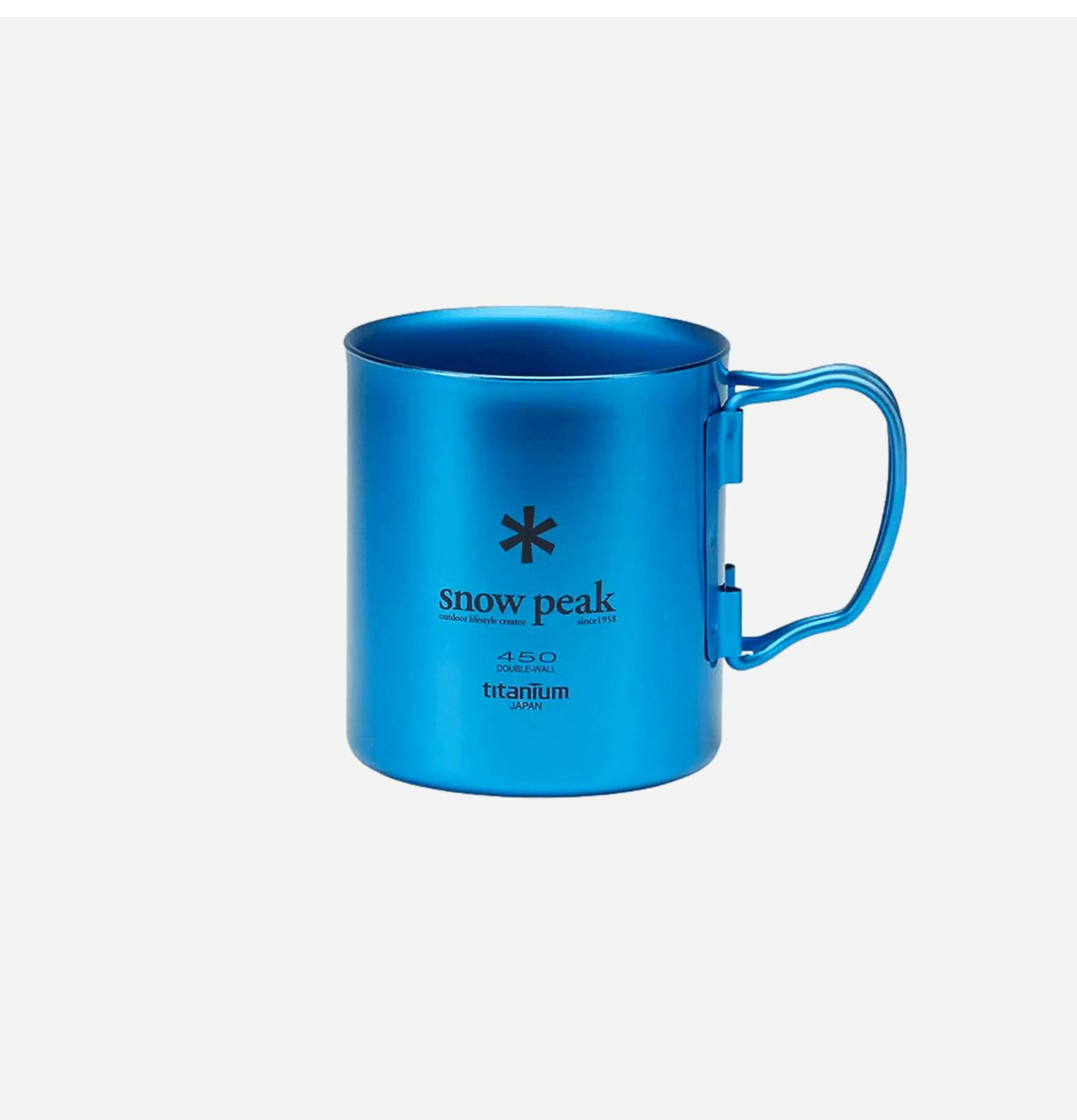 Taza Ultraligera de Titanio SNOW PEAK - 450ml Azul Glaciar, Diseño Ergonómico para Aventuras Exteriores (Colección Maison)