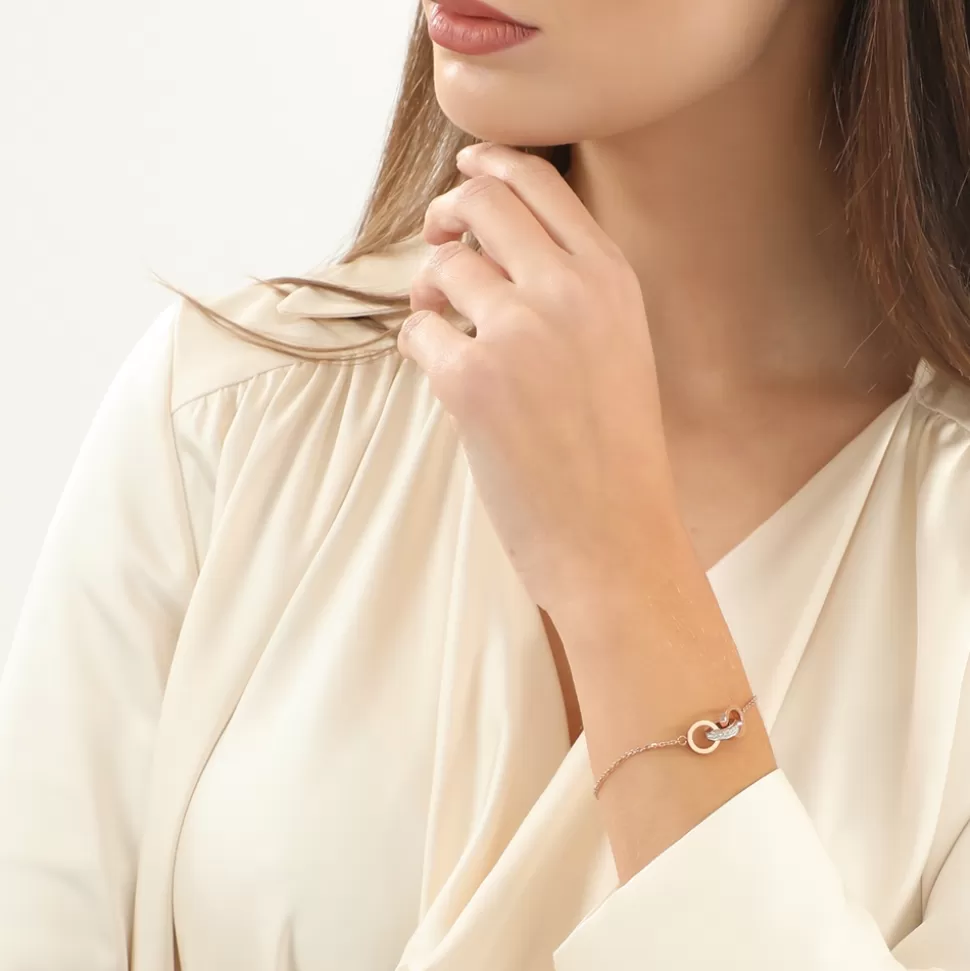 Pulsera Folli Follie Touch en Oro Rosa - Elegancia Moderna para Mujer con Detalles Luminosos