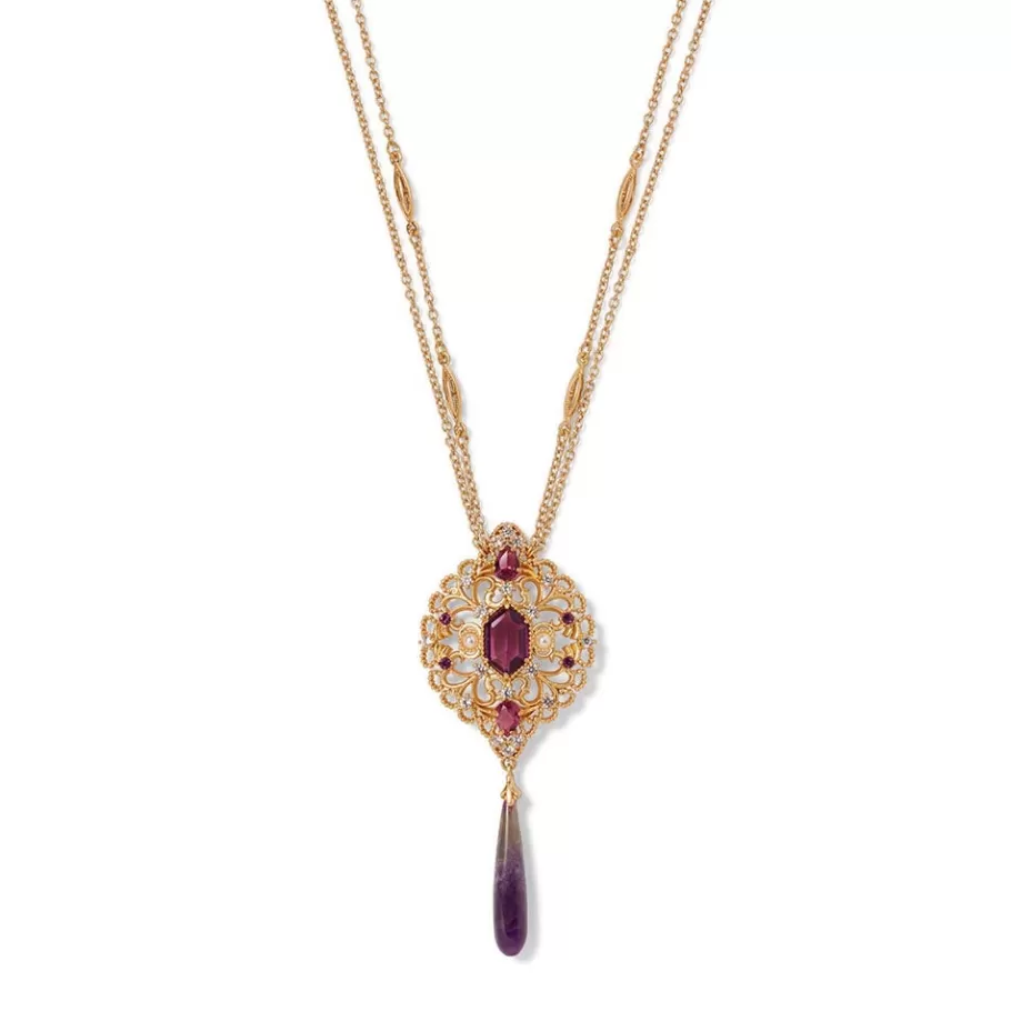 The Met Store Jewelry Sets*Turkish Amethyst Long Pendant Necklace and Statement Earrings Set