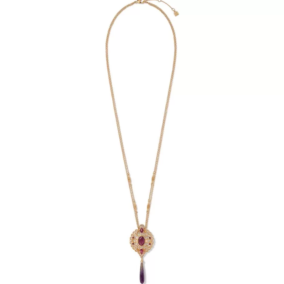 The Met Store Jewelry Sets*Turkish Amethyst Long Pendant Necklace and Statement Earrings Set