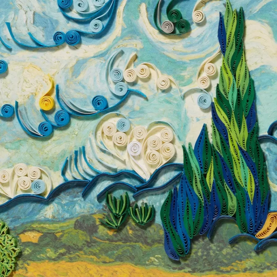 Tarjetas Artesanales Van Gogh: Cipreses y Campo de Trigo - Colección Exclusiva de Papelería con Diseño en Relieve | Arte para Regalar con Toque Impresionista ¡Sorprende a tus seres queridos!
