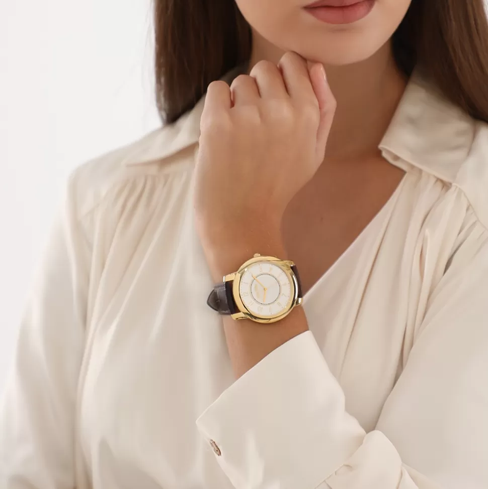 Reloj Folli Follie Mujer - Correa de Cuero Dorada con Motivos Vibrantes y Acabado Premium