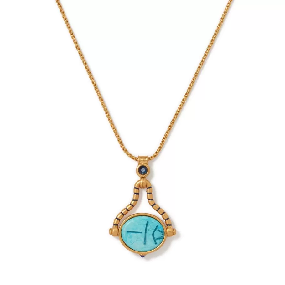 The Met Store Necklaces*Wedjat Eye Scarab Spinning Pendant Necklace