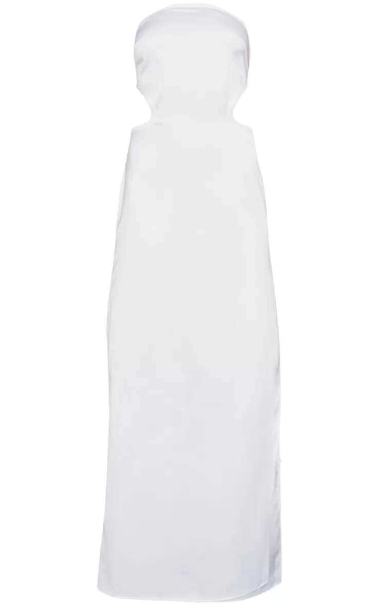 PrettyLittleThing  Satin Bandeau Side Cut Out Maxi Dress< Honeymoon Outfits