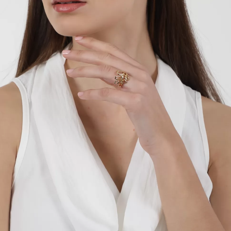 Anillo bañado en oro con alas inspirado en la libertad - Diseño elegante para mujer de Folli Follie